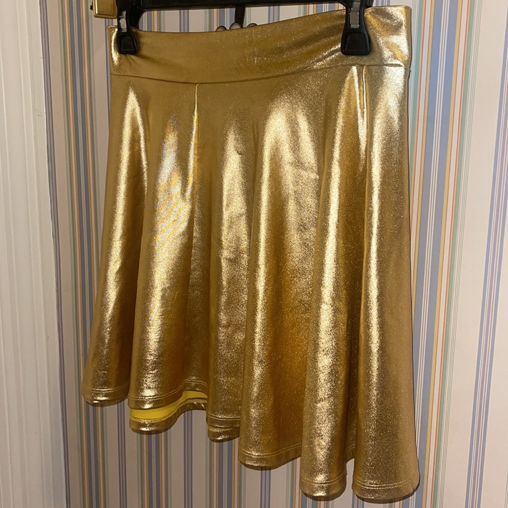 GOLD shiny women’s golden wonder woman adult skirt size s/m halloween costume